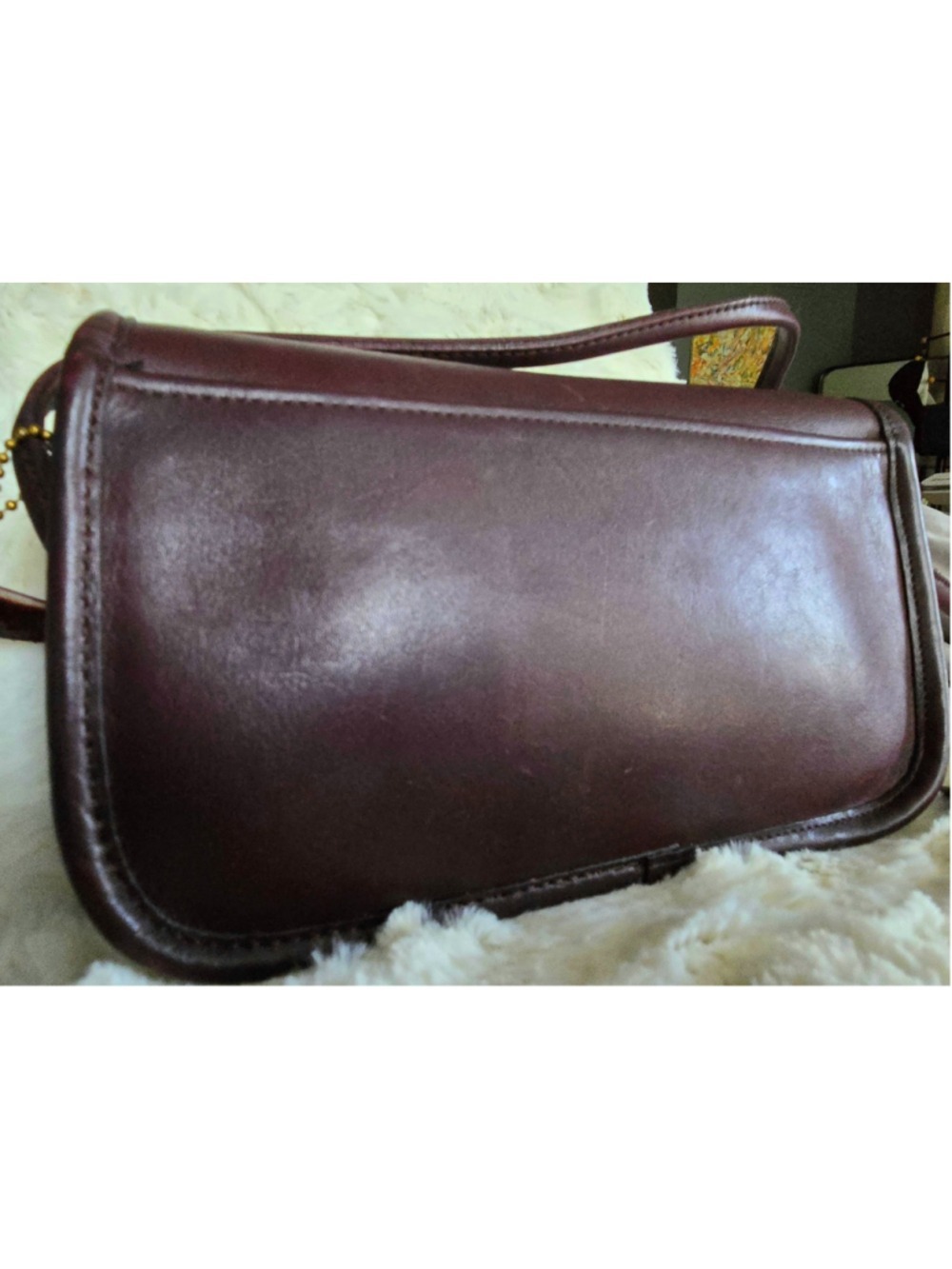 Vintage Coach Dinky Burgandy Leather Crossbody Bag - Picture 9 of 13